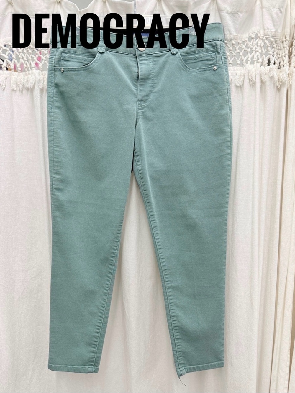 Democracy Ab Solution Colored Ankle Skinny Pants Sage Green Mint Size 12